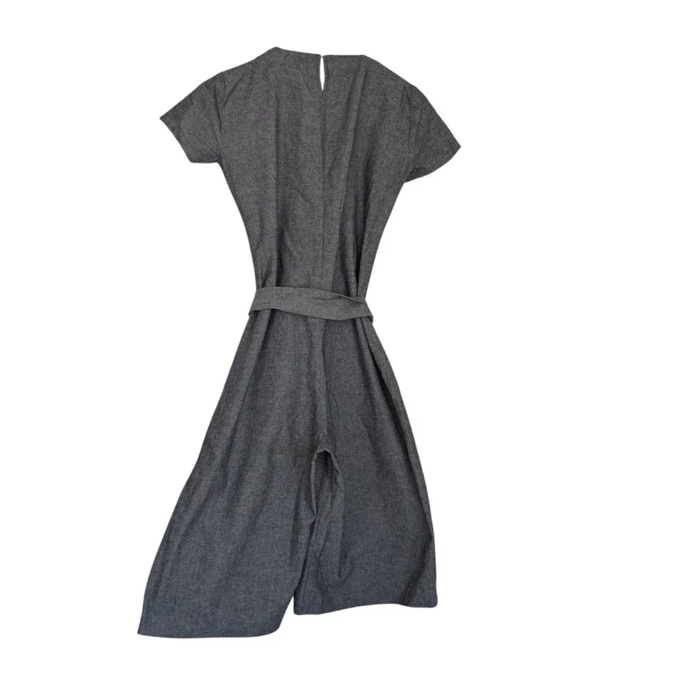 Reformation Minimalist $218 Grey Short Sleeve Wide Leg Tie Waist Jumpsuit Fits S